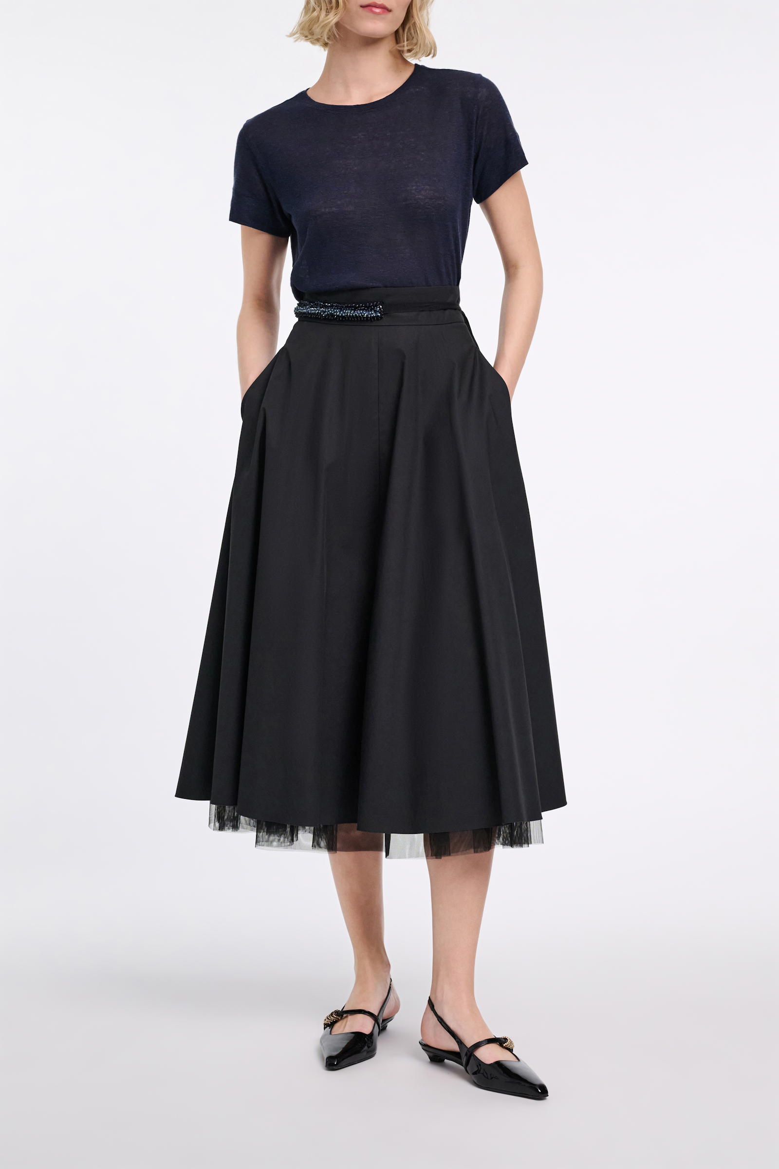 Dorothee Schumacher T-Shirt aus Hanf mit Rundhalsausschnitt dark navy