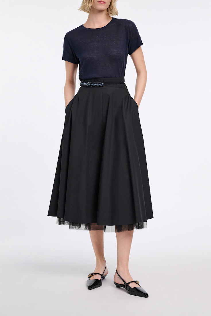 Dorothee Schumacher T-Shirt aus Hanf mit Rundhalsausschnitt dark navy