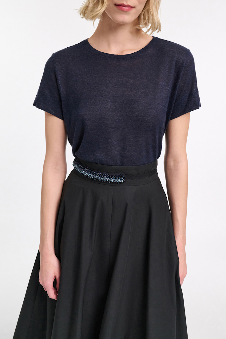 Dorothee Schumacher T-Shirt aus Hanf mit Rundhalsausschnitt dark navy