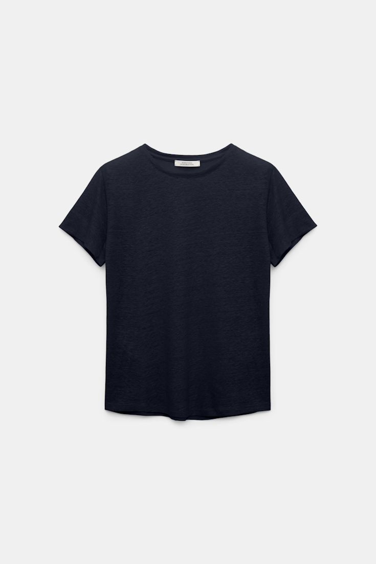 Dorothee Schumacher T-Shirt aus Hanf mit Rundhalsausschnitt dark navy