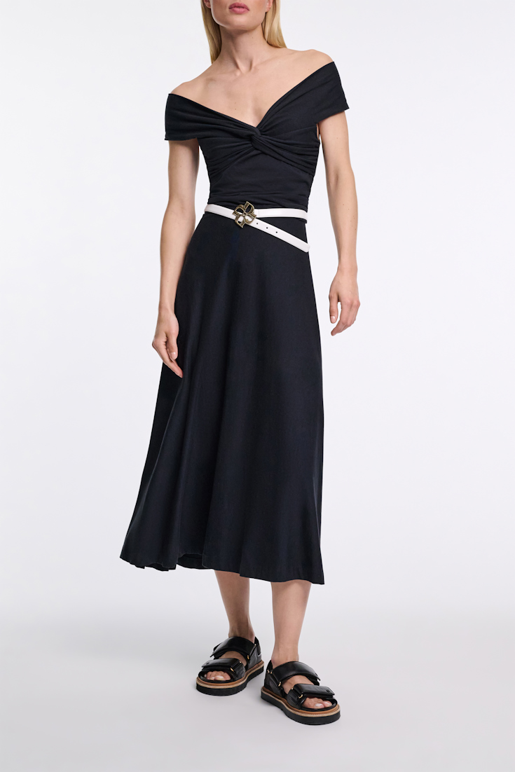 Dorothee Schumacher Kleid mit drapiertem Knotendetail dark navy