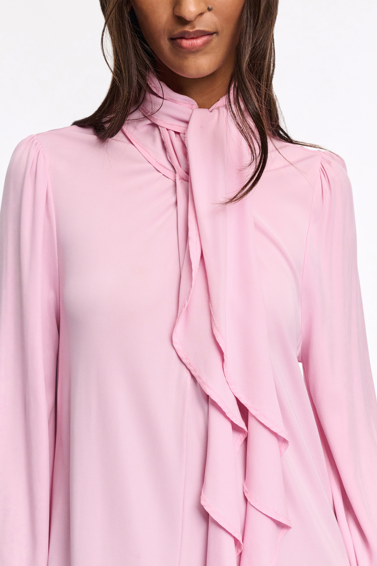 Dorothee Schumacher Kleid aus fließendem Crêpe-Jersey mit Volant candy pink