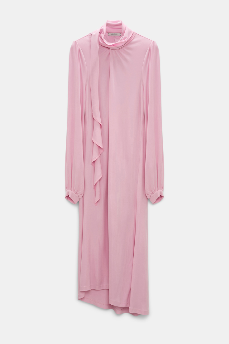 Dorothee Schumacher Kleid aus fließendem Crêpe-Jersey mit Volant candy pink