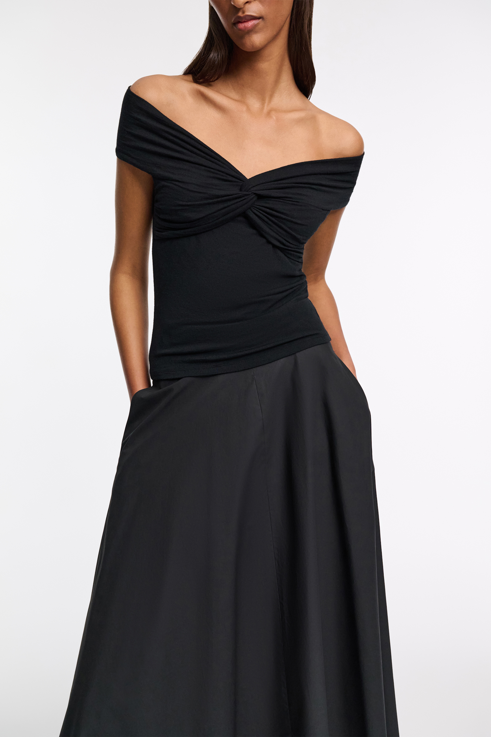 Dorothee Schumacher Top with draped knot detail pure black