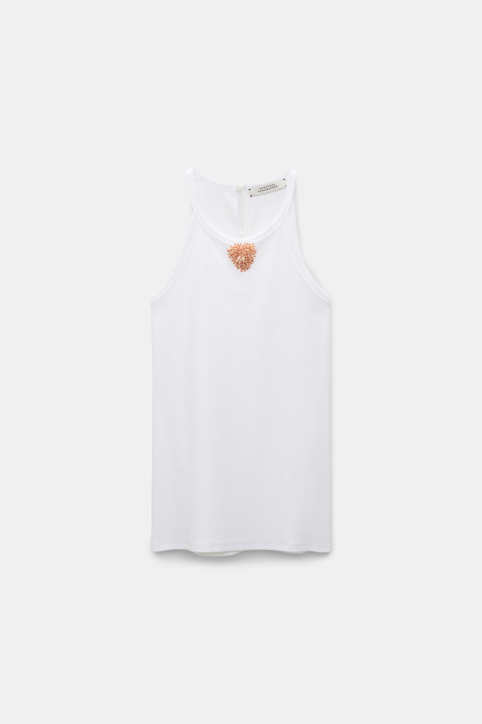Dorothee Schumacher Rippentop mit handgemachter Embroidery pure white