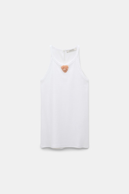 Dorothee Schumacher Rippentop mit handgemachter Embroidery pure white