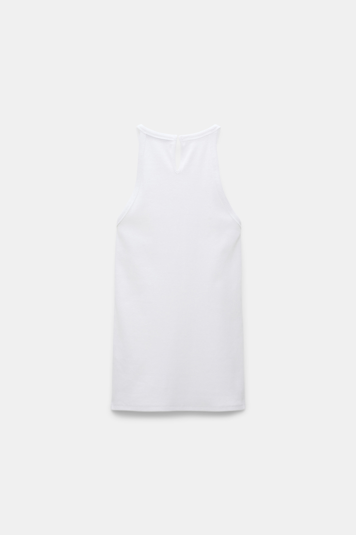 Dorothee Schumacher Rippentop mit handgemachter Embroidery pure white