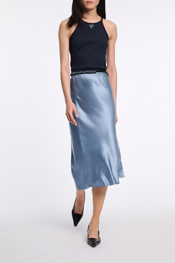 Dorothee Schumacher Rippentop mit handgemachter Embroidery dark navy
