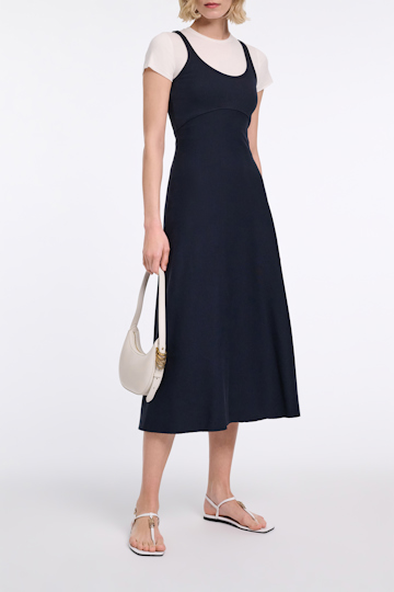 Dorothee Schumacher Maxikleid in Ripp-Optik dark navy