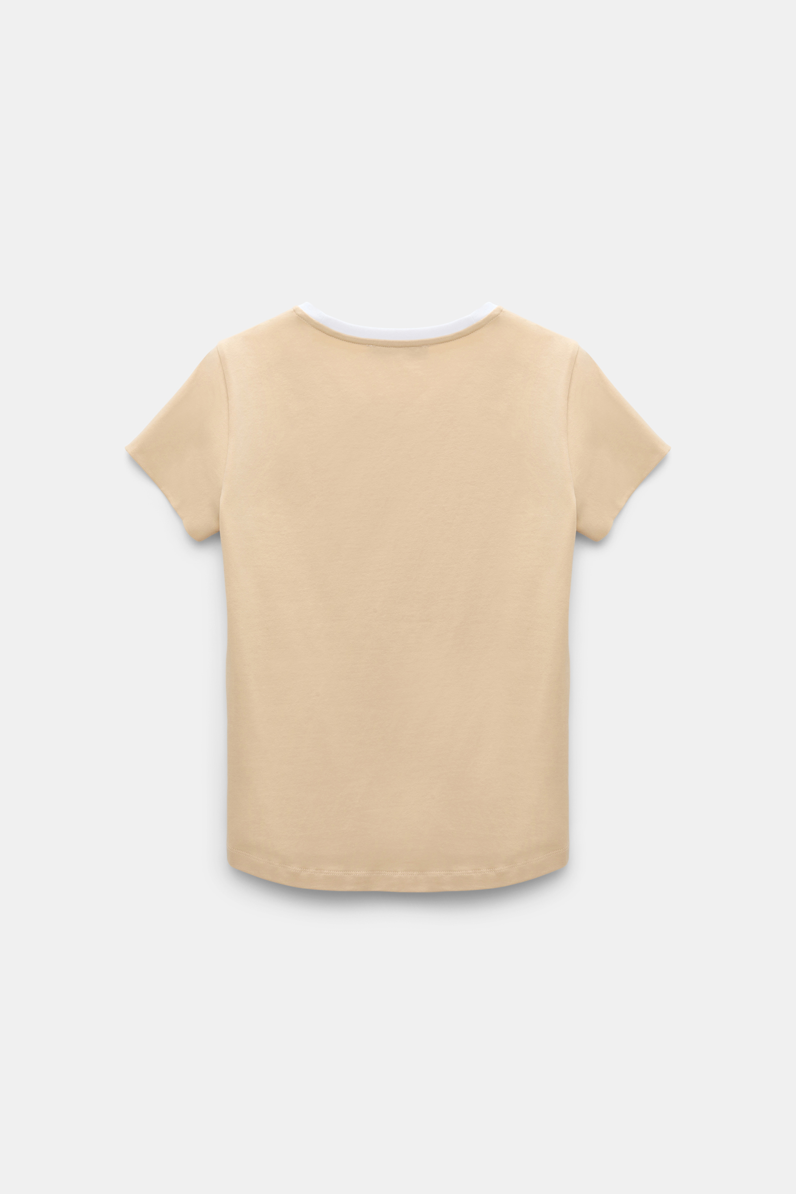 Dorothee Schumacher Rundhalsshirt mit kontrastierendem Bündchen und D-Rose Detail baby camel