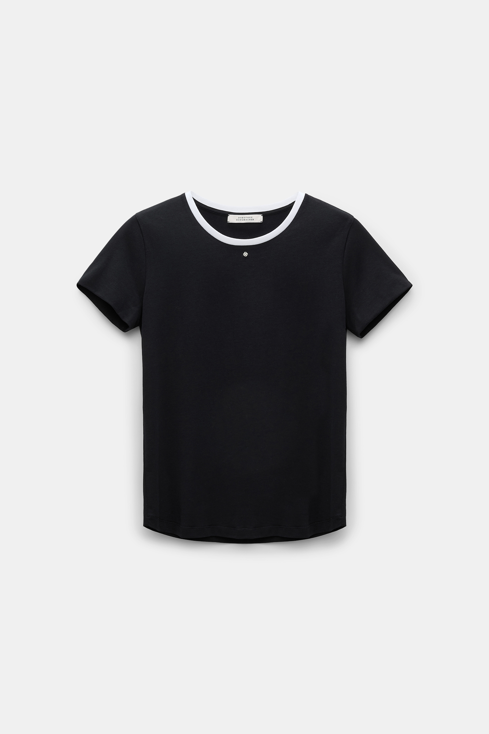 Dorothee Schumacher Rundhalsshirt mit kontrastierendem Bündchen und D-Rose Detail pure black