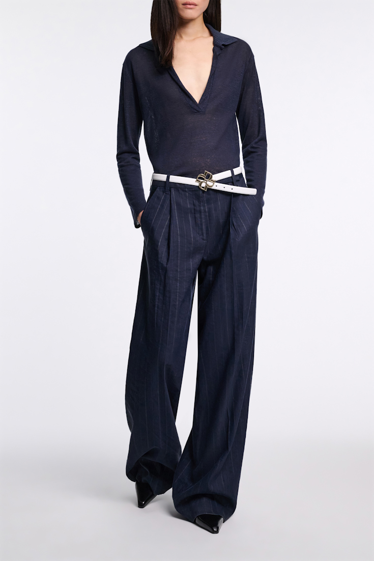 Dorothee Schumacher Pinstripe Hose mit Bundfalten blue night