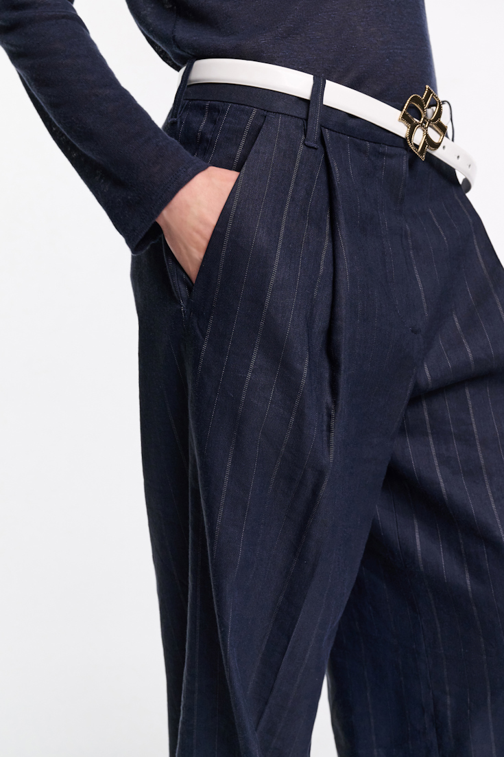 Dorothee Schumacher Pinstripe Hose mit Bundfalten blue night