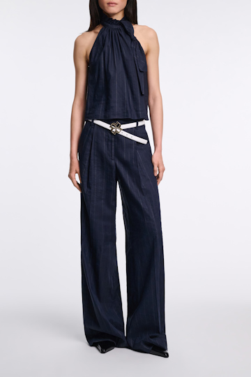 Dorothee Schumacher Pinstripe Top mit Schleifen-Detail blue night