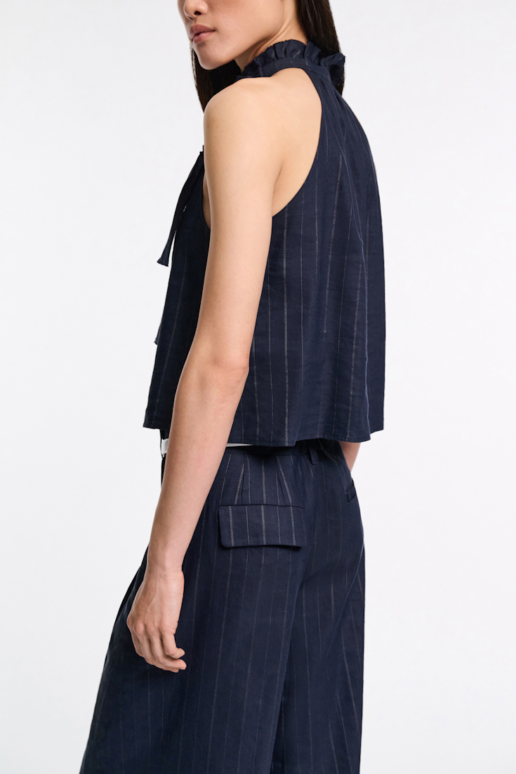 Dorothee Schumacher Pinstripe Top mit Schleifen-Detail blue night