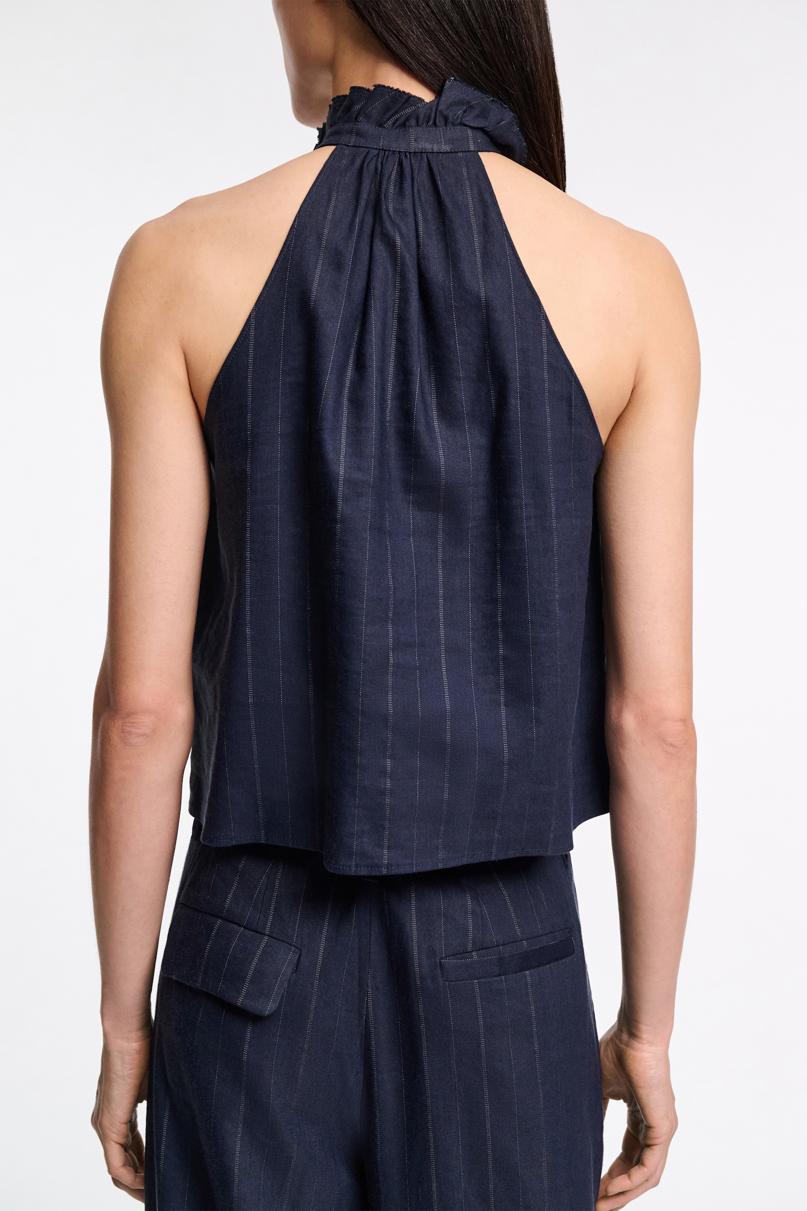 Dorothee Schumacher Pinstripe Top mit Schleifen-Detail blue night