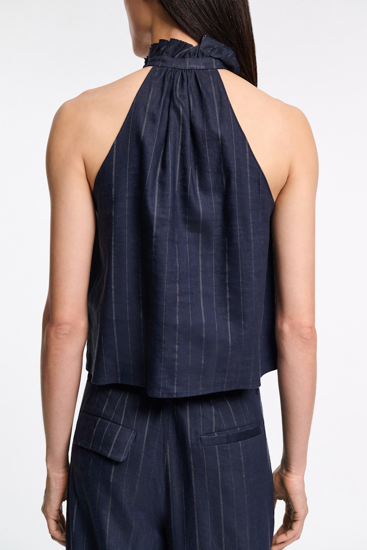 Dorothee Schumacher Pinstripe Top mit Schleifen-Detail blue night