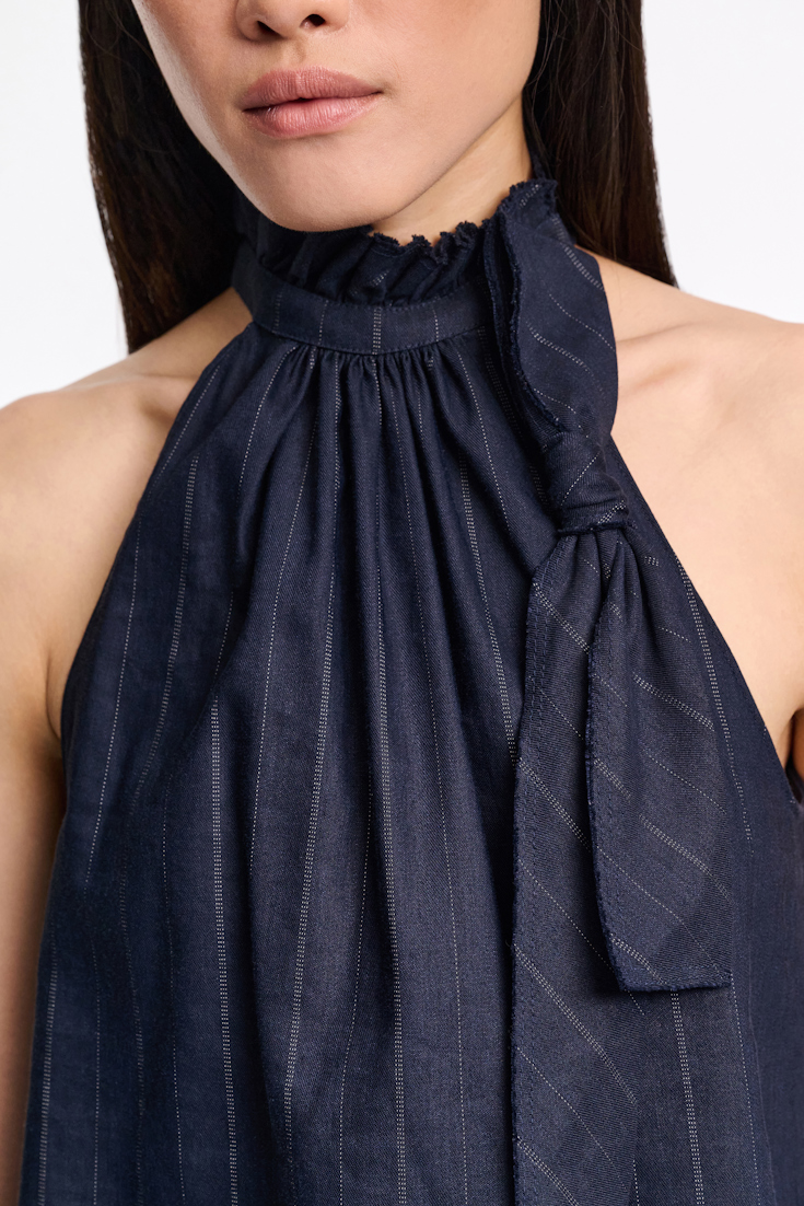 Dorothee Schumacher Pinstripe Top mit Schleifen-Detail blue night