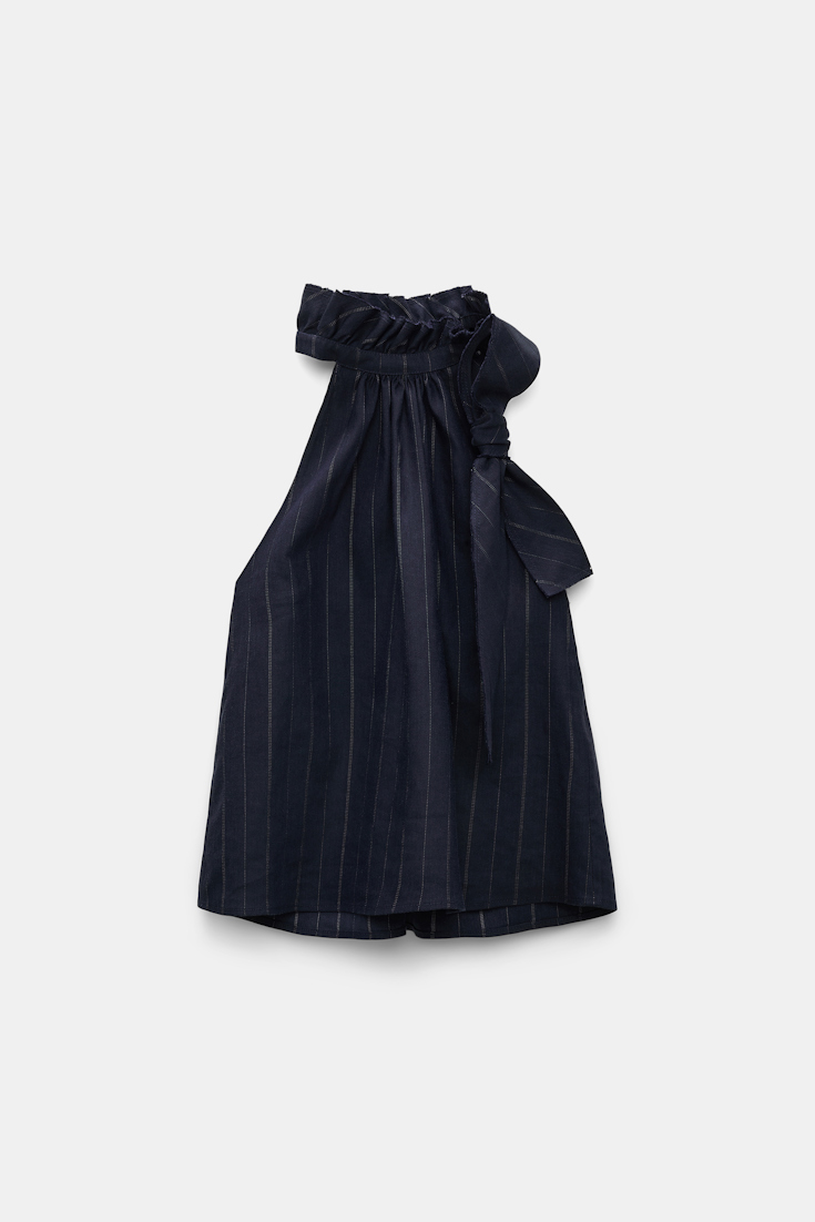 Dorothee Schumacher Pinstripe Top mit Schleifen-Detail blue night