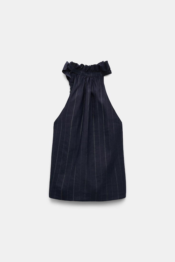 Dorothee Schumacher Pinstripe Top mit Schleifen-Detail blue night