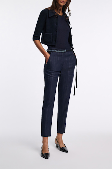 Dorothee Schumacher Schmale Pinstripe Hose mit Bügelfalte blue night