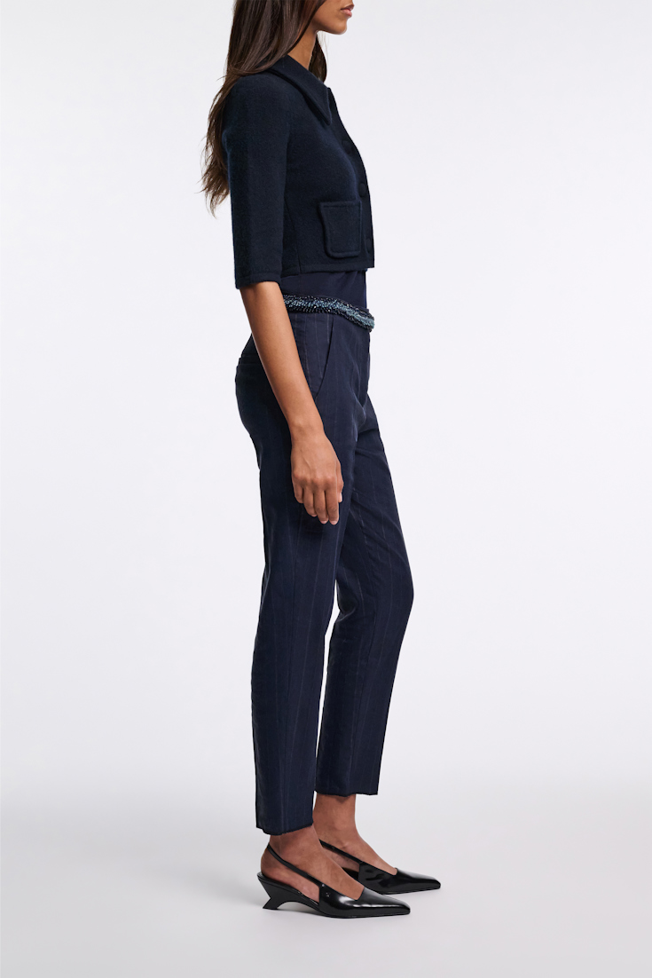 Dorothee Schumacher Schmale Pinstripe Hose mit Bügelfalte blue night