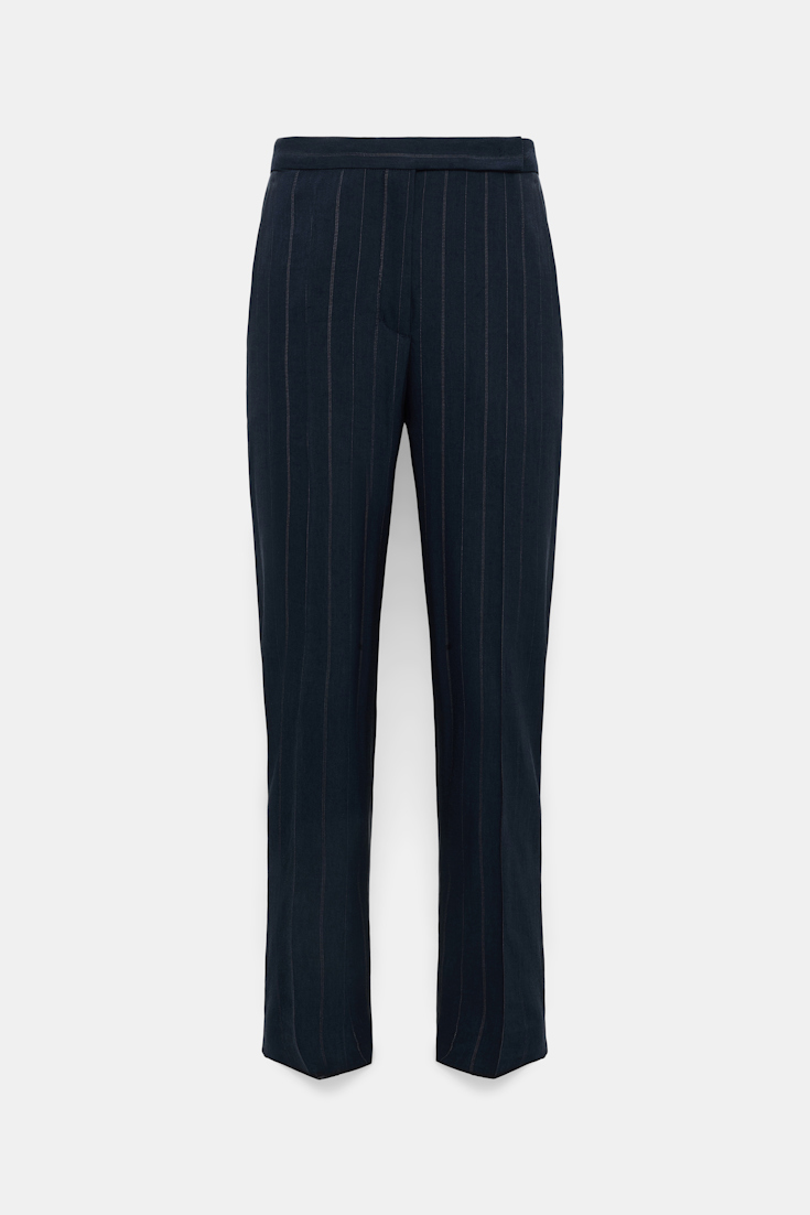 Dorothee Schumacher Schmale Pinstripe Hose mit Bügelfalte blue night