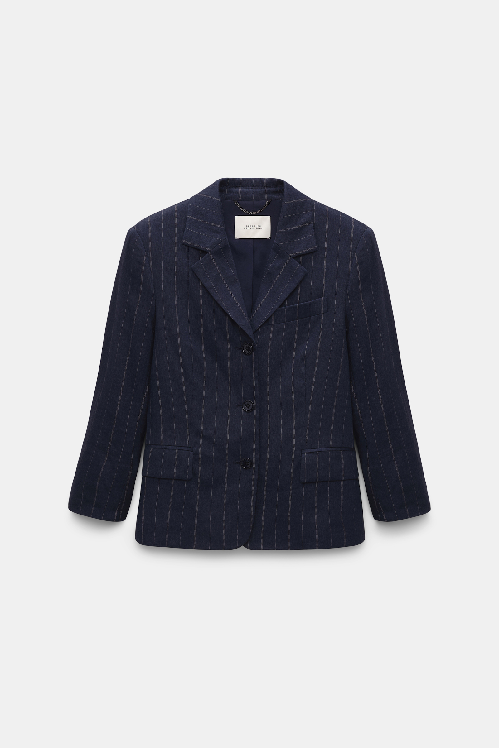 Dorothee Schumacher Cropped sleeve pinstripe blazer blue night
