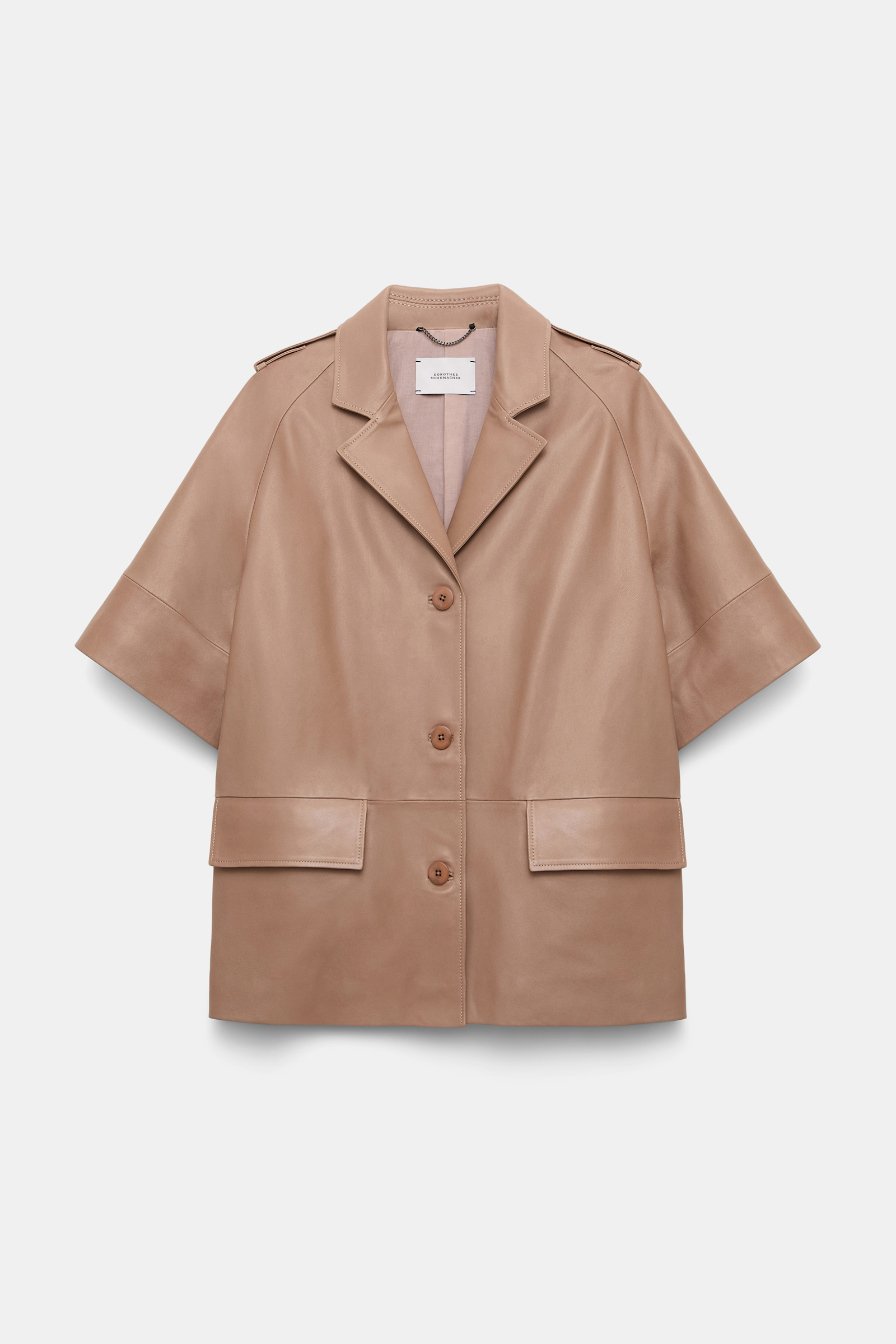 Dorothee Schumacher Kurzmantel aus Lammleder mit Bindegürtel tan