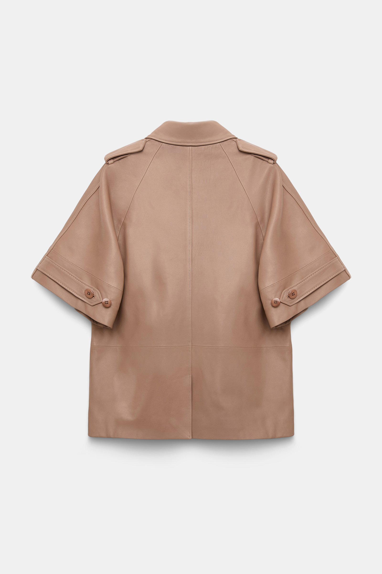 Dorothee Schumacher Kurzmantel aus Lammleder mit Bindegürtel tan