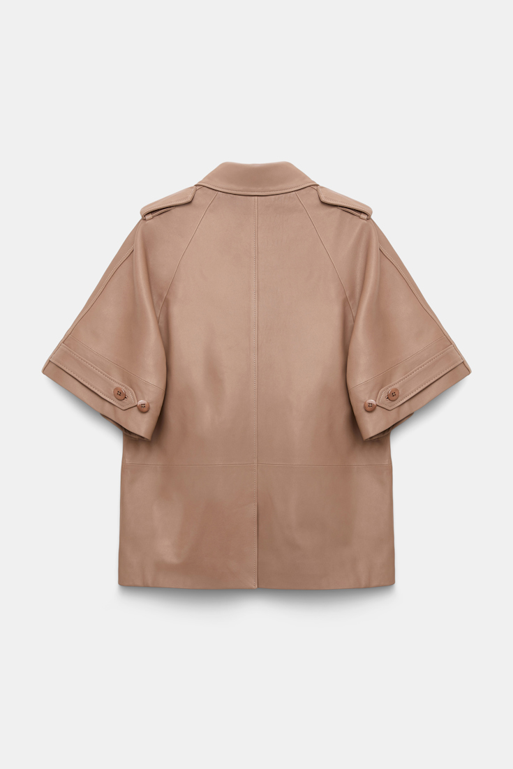 Dorothee Schumacher Kurzmantel aus Lammleder mit Bindegürtel tan