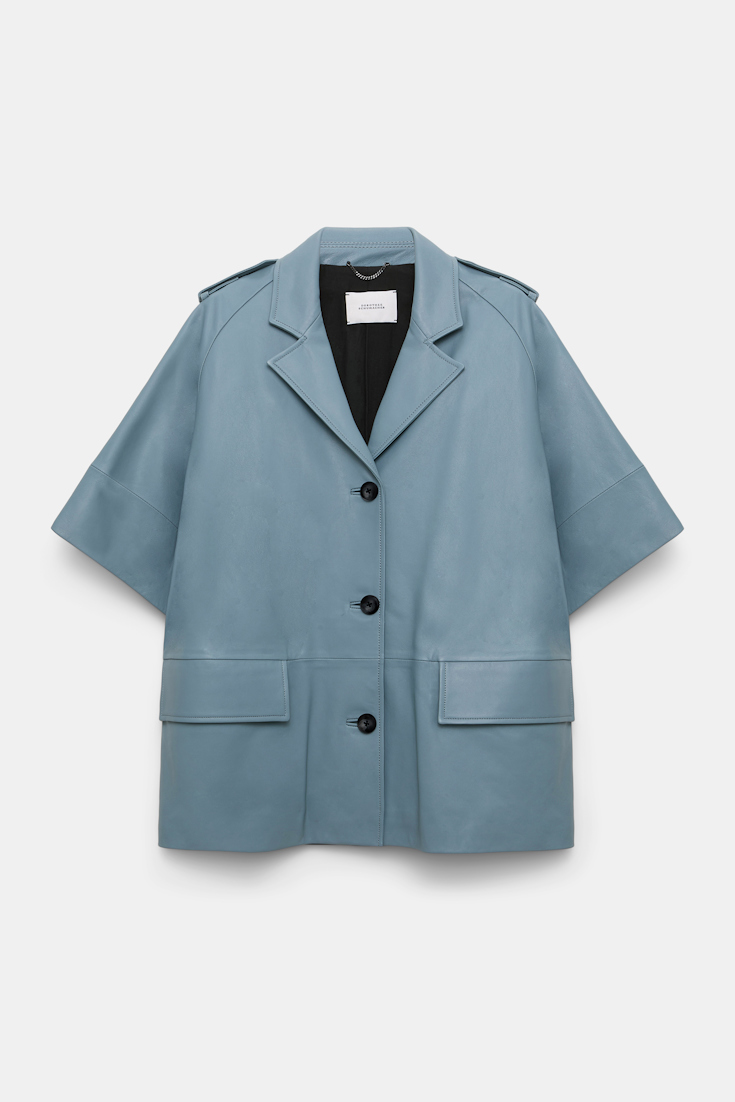 Dorothee Schumacher Kurzmantel aus Lammleder mit Bindegürtel malachite