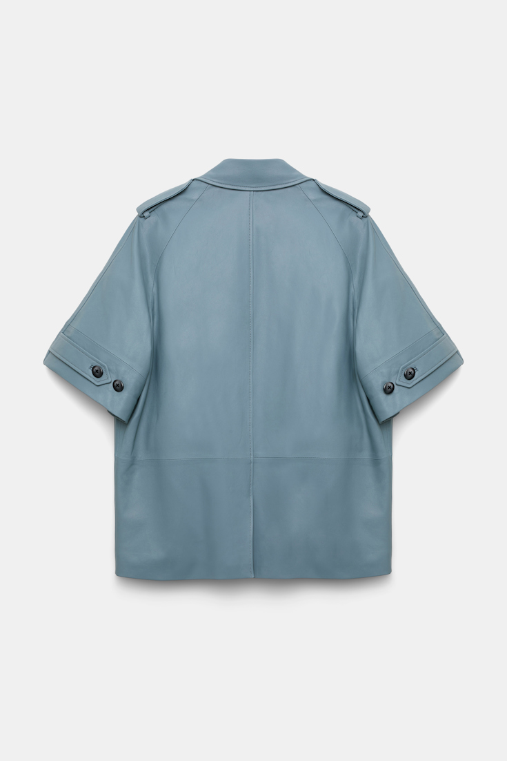 Dorothee Schumacher Kurzmantel aus Lammleder mit Bindegürtel malachite