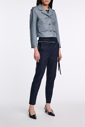 Dorothee Schumacher Verkürzter Blazer aus Lammleder malachite