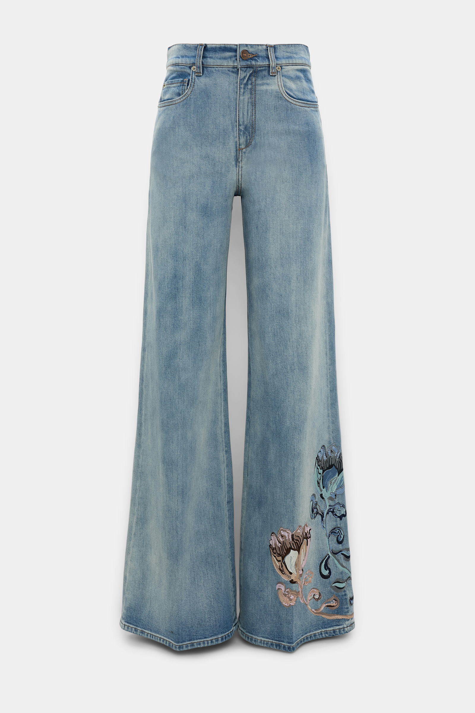Dorothee Schumacher Jeans with floral embroidery marble blue