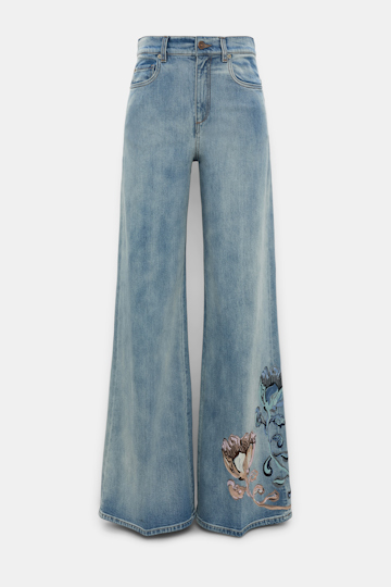 Dorothee Schumacher Jeans mit floraler Embroidery und cloudy Wash marble blue