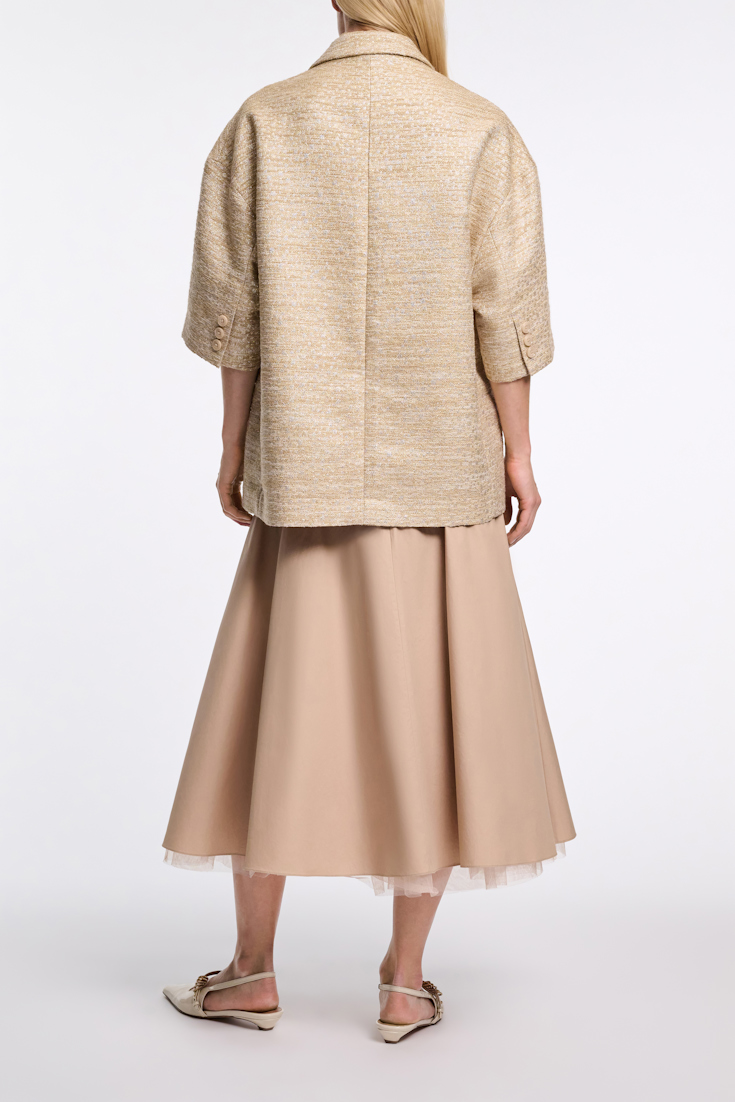 Dorothee Schumacher Lurex-tweed short sleeve jacket. shimmering sand