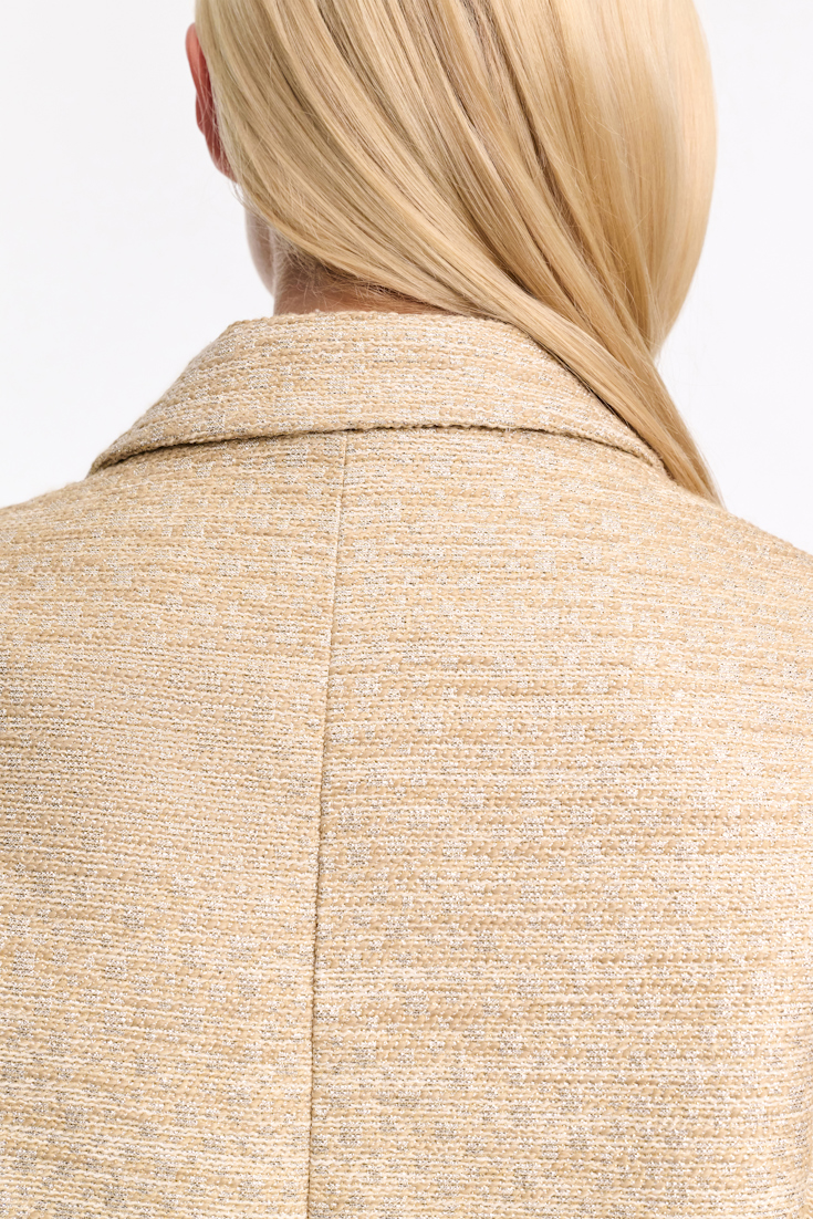 Dorothee Schumacher Lurex-tweed short sleeve jacket. shimmering sand