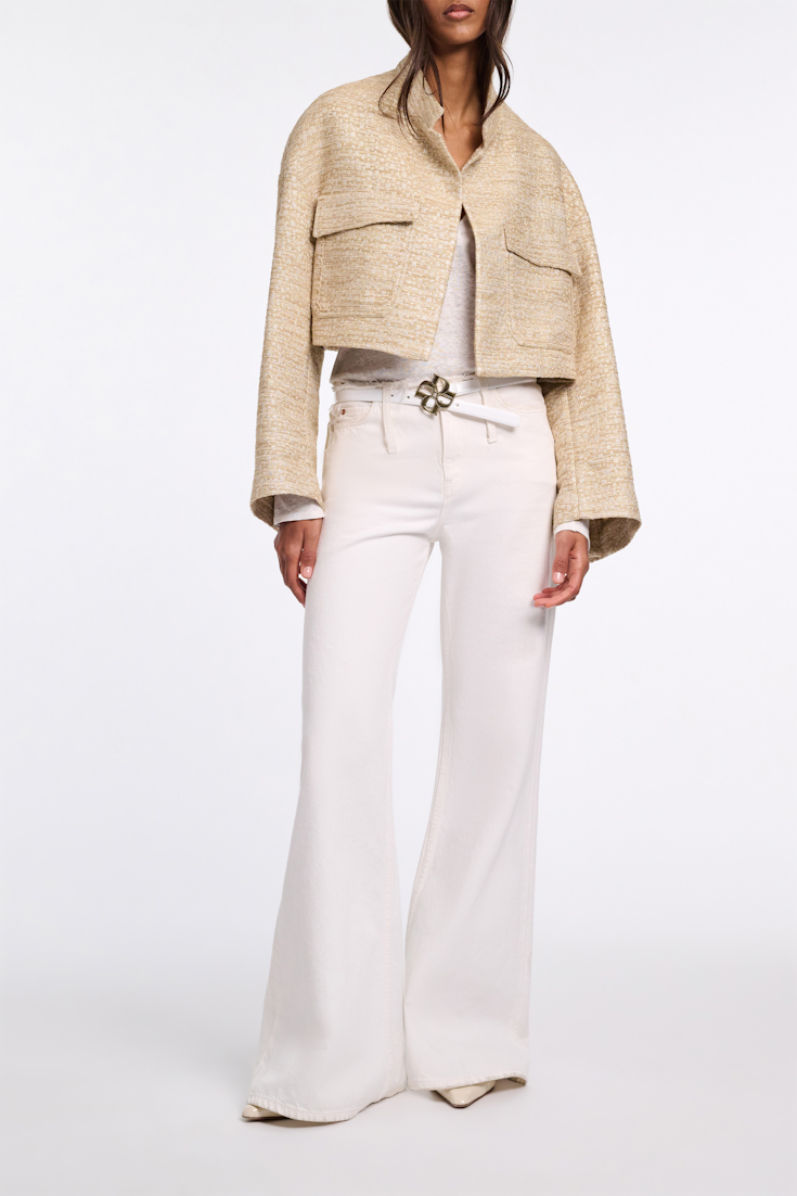 Dorothee Schumacher Verkürztes Jacket aus Lurex-Tweed shimmering sand