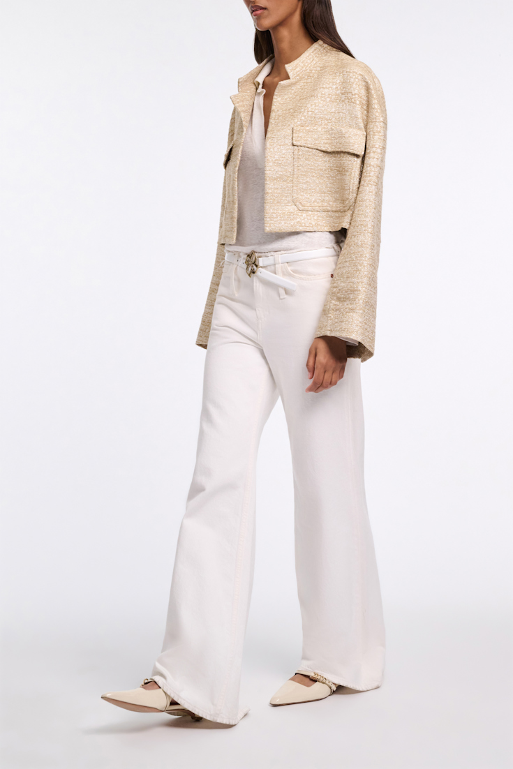 Dorothee Schumacher Verkürztes Jacket aus Lurex-Tweed shimmering sand