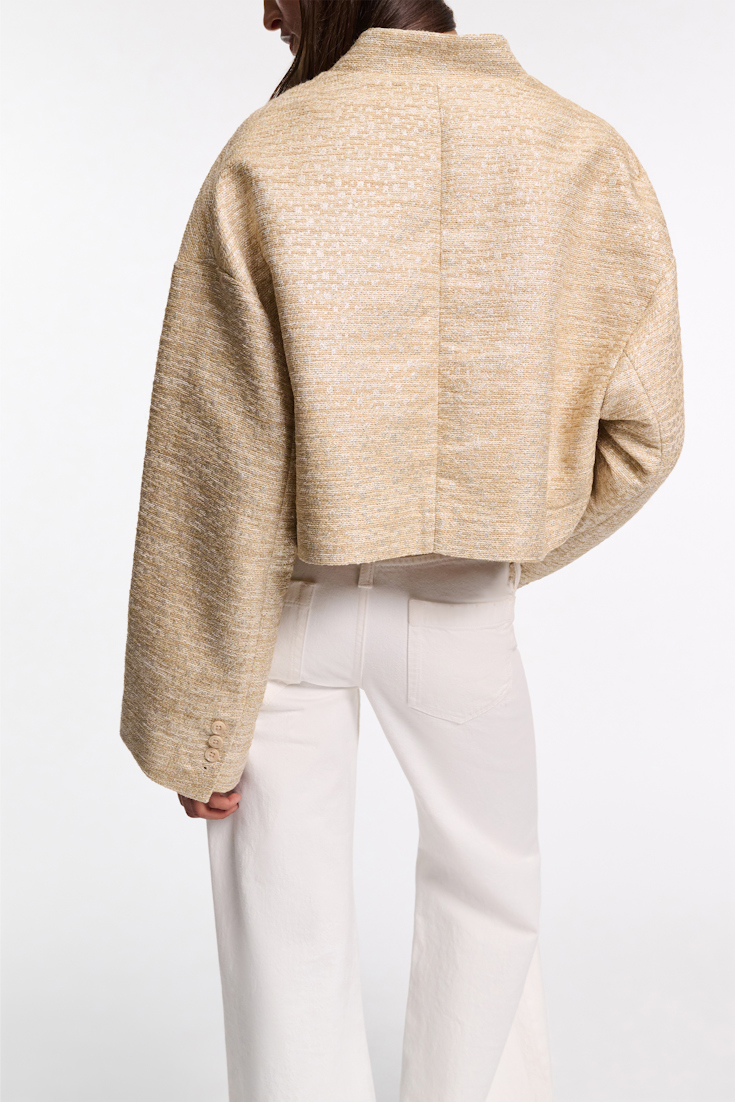 Dorothee Schumacher Verkürztes Jacket aus Lurex-Tweed shimmering sand