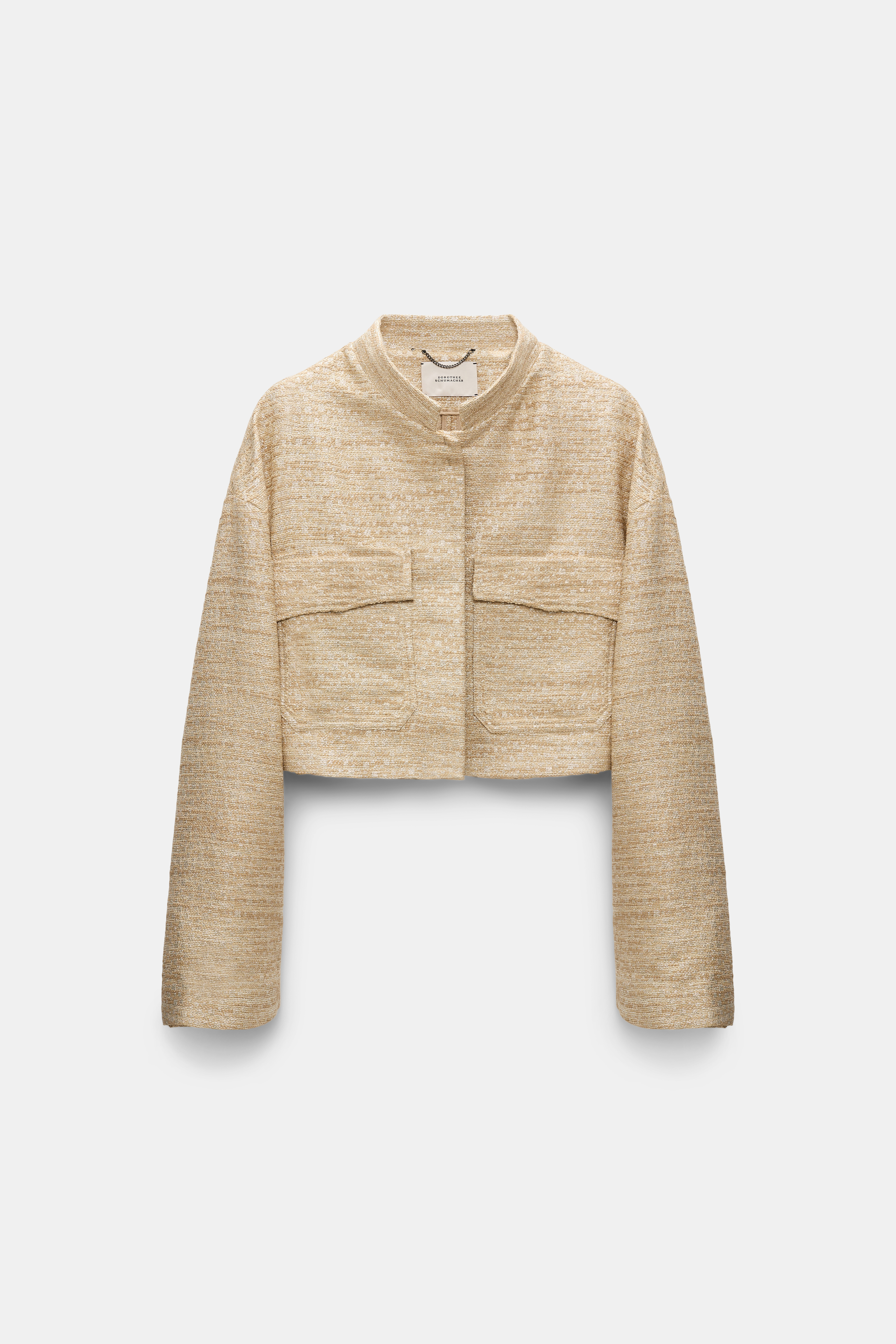 Dorothee Schumacher Lurex-tweed cropped jacket. shimmering sand