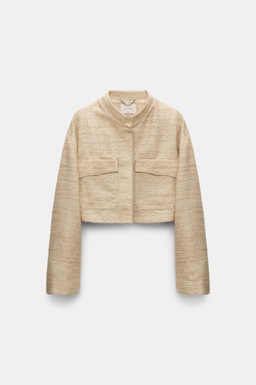 Dorothee Schumacher Verkürztes Jacket aus Lurex-Tweed shimmering sand