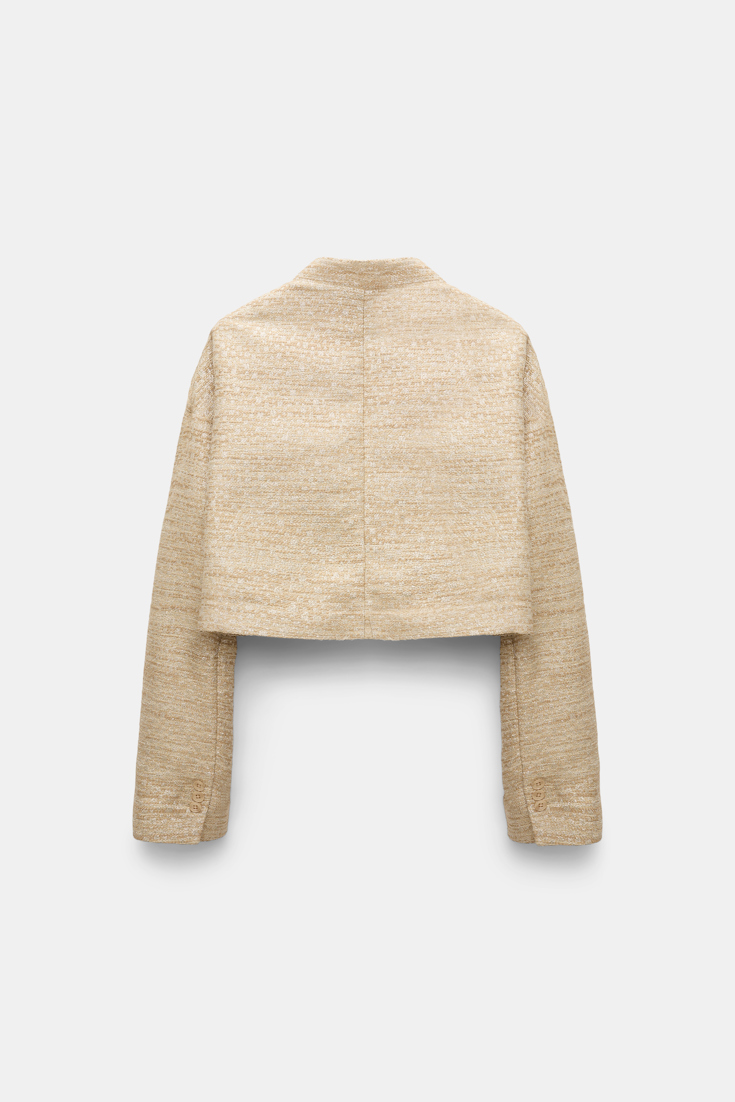 Dorothee Schumacher Verkürztes Jacket aus Lurex-Tweed shimmering sand
