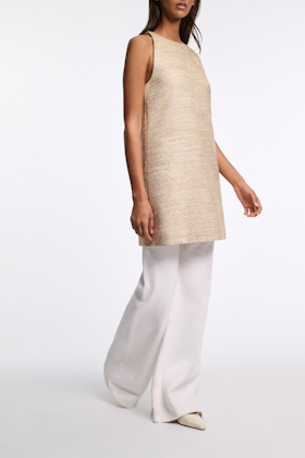 Dorothee Schumacher Shiftkleid mit Rundhalsausschnitt aus Lurex-Tweed shimmering sand