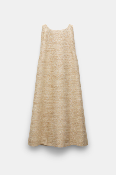 Dorothee Schumacher Shiftkleid mit Rundhalsausschnitt aus Lurex-Tweed shimmering sand