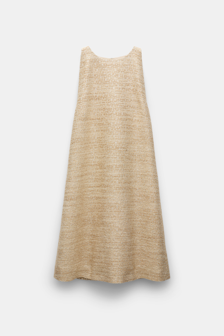 Dorothee Schumacher Shiftkleid mit Rundhalsausschnitt aus Lurex-Tweed shimmering sand