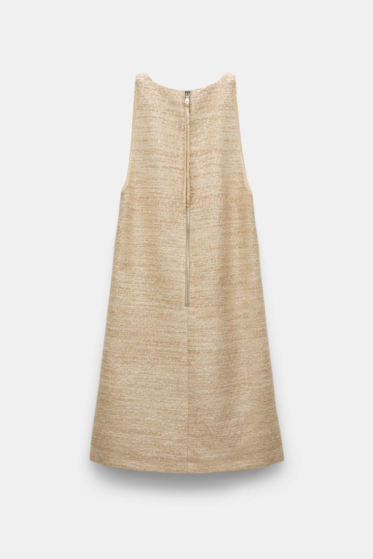Dorothee Schumacher Shiftkleid mit Rundhalsausschnitt aus Lurex-Tweed shimmering sand