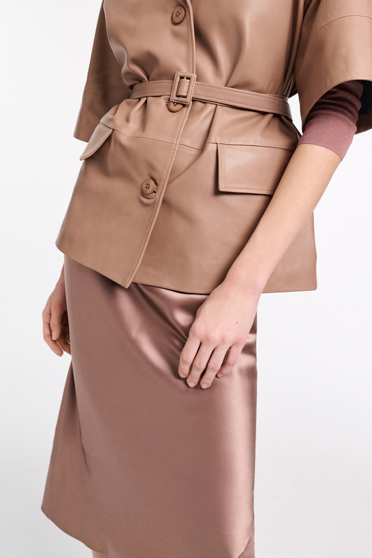 Dorothee Schumacher Rock aus Seidencharmeuse burnt tan