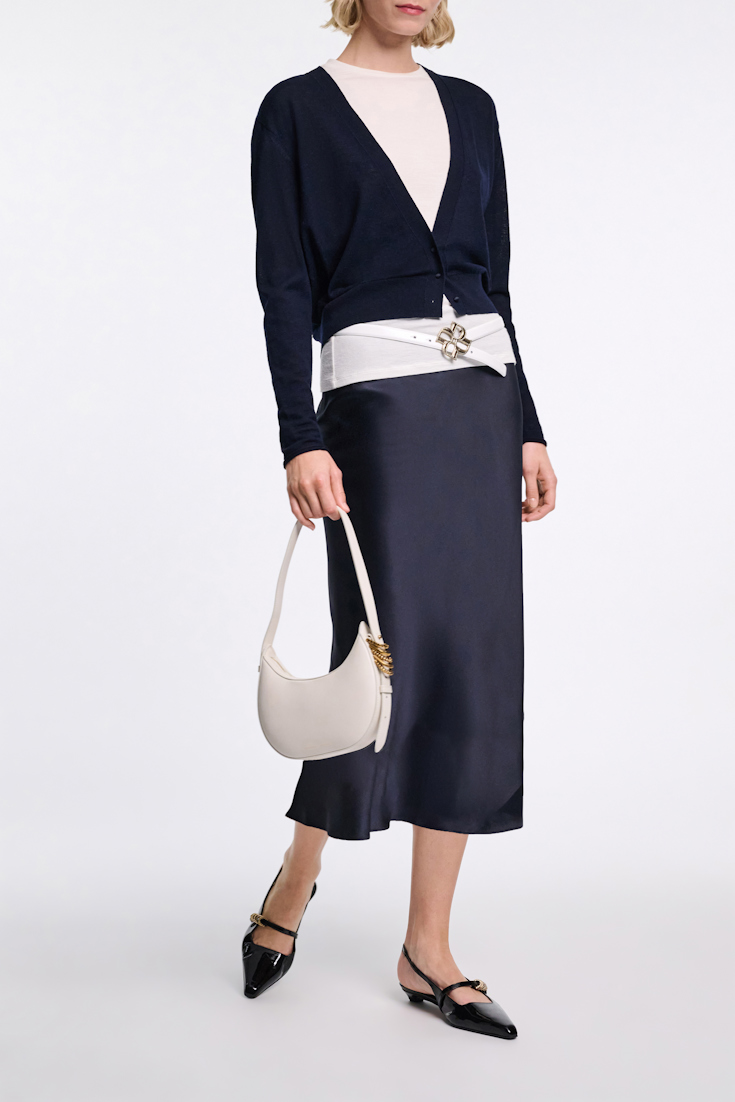 Dorothee Schumacher Silk charmeuse skirt dark navy